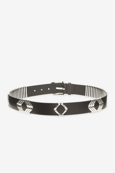 Cinturón de piel de becerro tehora - Black and silver - Woman - 5