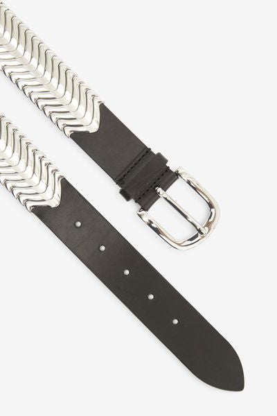 Cinturón de piel de becerro tehora - Black and silver - Woman - 7