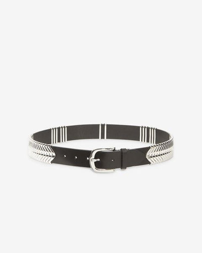 Ceinture en cuir de veau tehora - Noir et argenté - Woman - 1