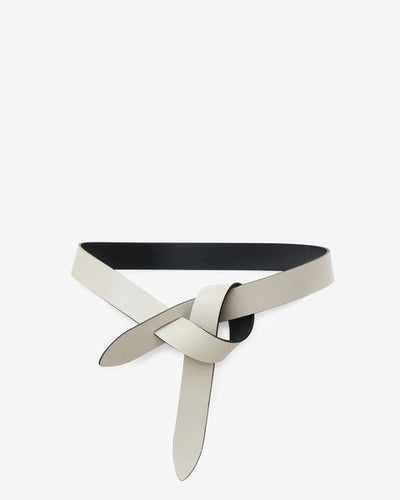 Lecce tie-up leather belt - Beige and black - Woman - 2