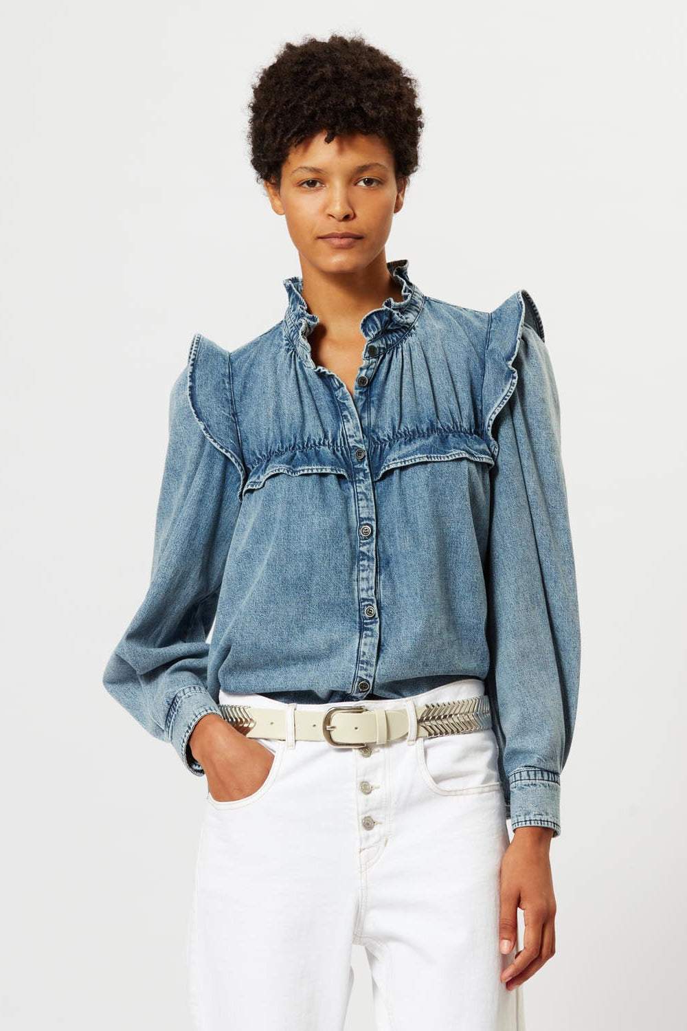 Chemise en denim à manches longues idety - Bleu clair - Woman - 3