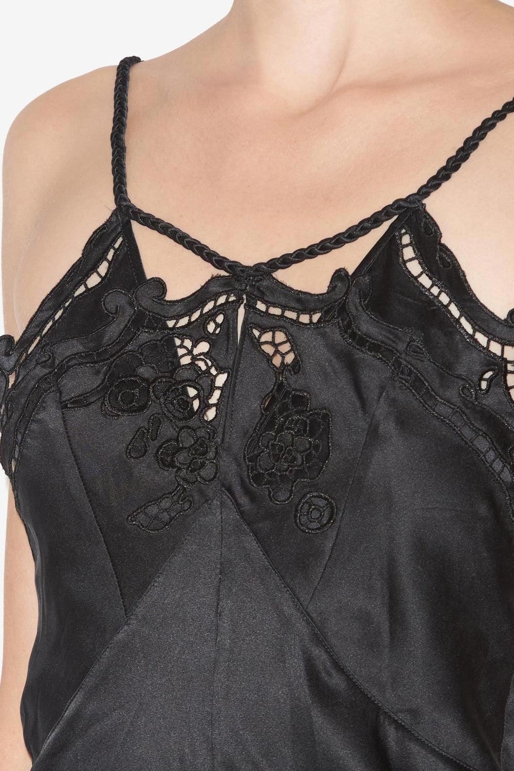 Top joys de lencería de seda con tirantes finos - Negro - Woman - 3