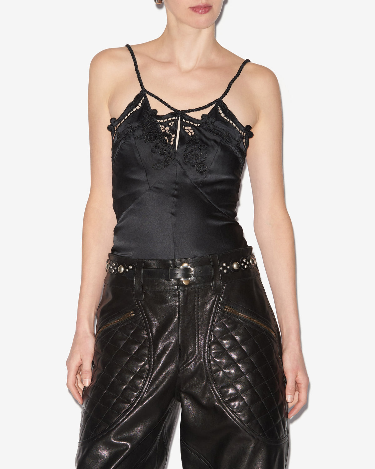 Seiden-lingerie-top joys mit schmalen trägern - Schwarz - Woman - 3