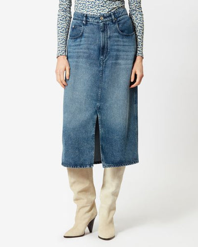 Tilauria midi skirt in fine denim - Blue - Woman - 3