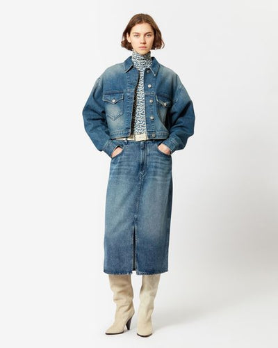 Tilauria midi skirt in fine denim - Blue - Woman - 1