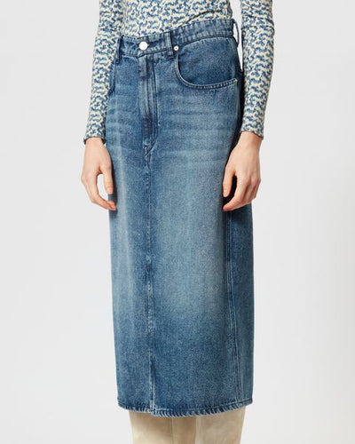 Tilauria midi skirt in fine denim - Blue - Woman - 5