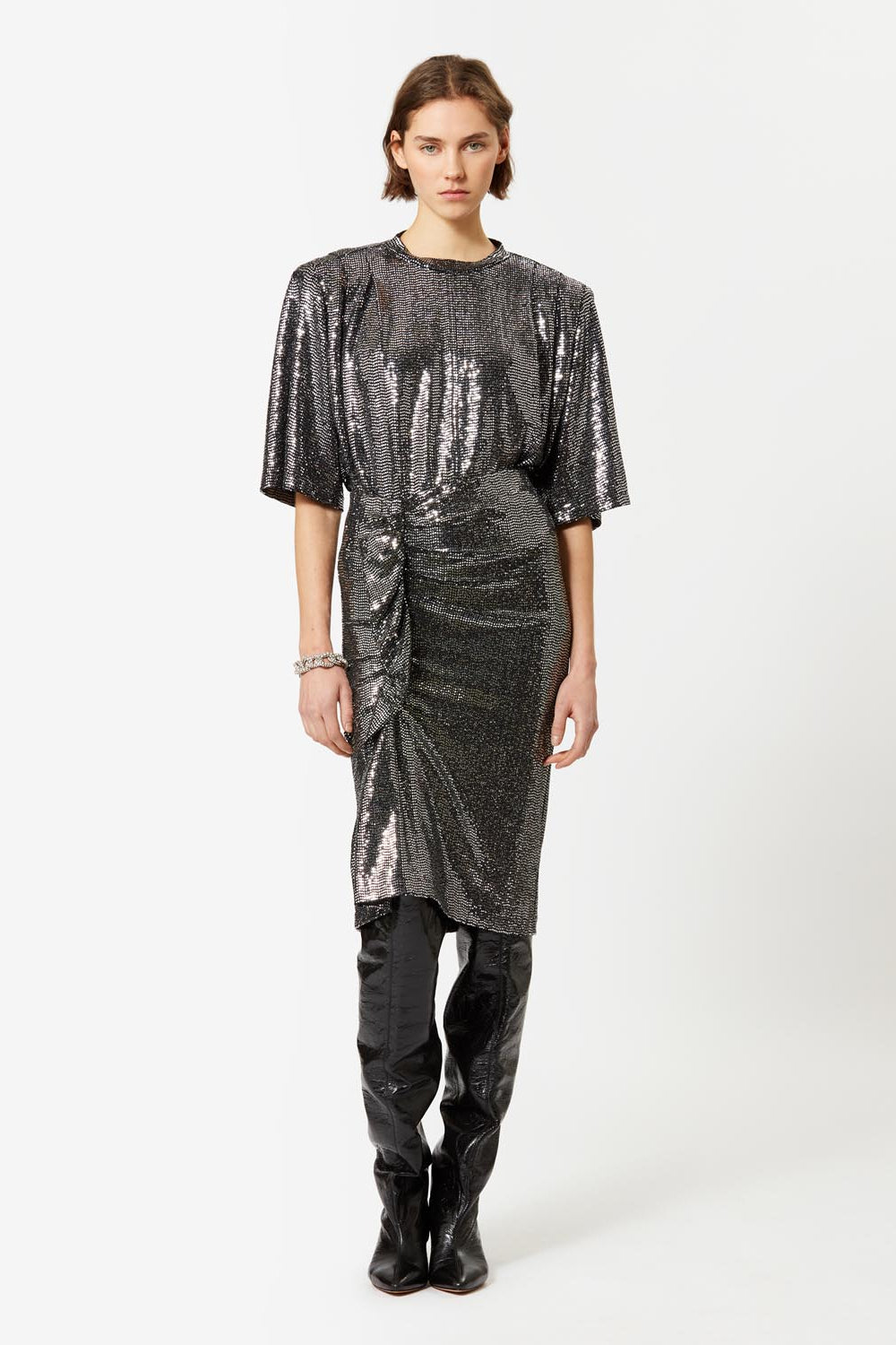 Rhinestone pencil skirt dolene - Plata - Woman - 2