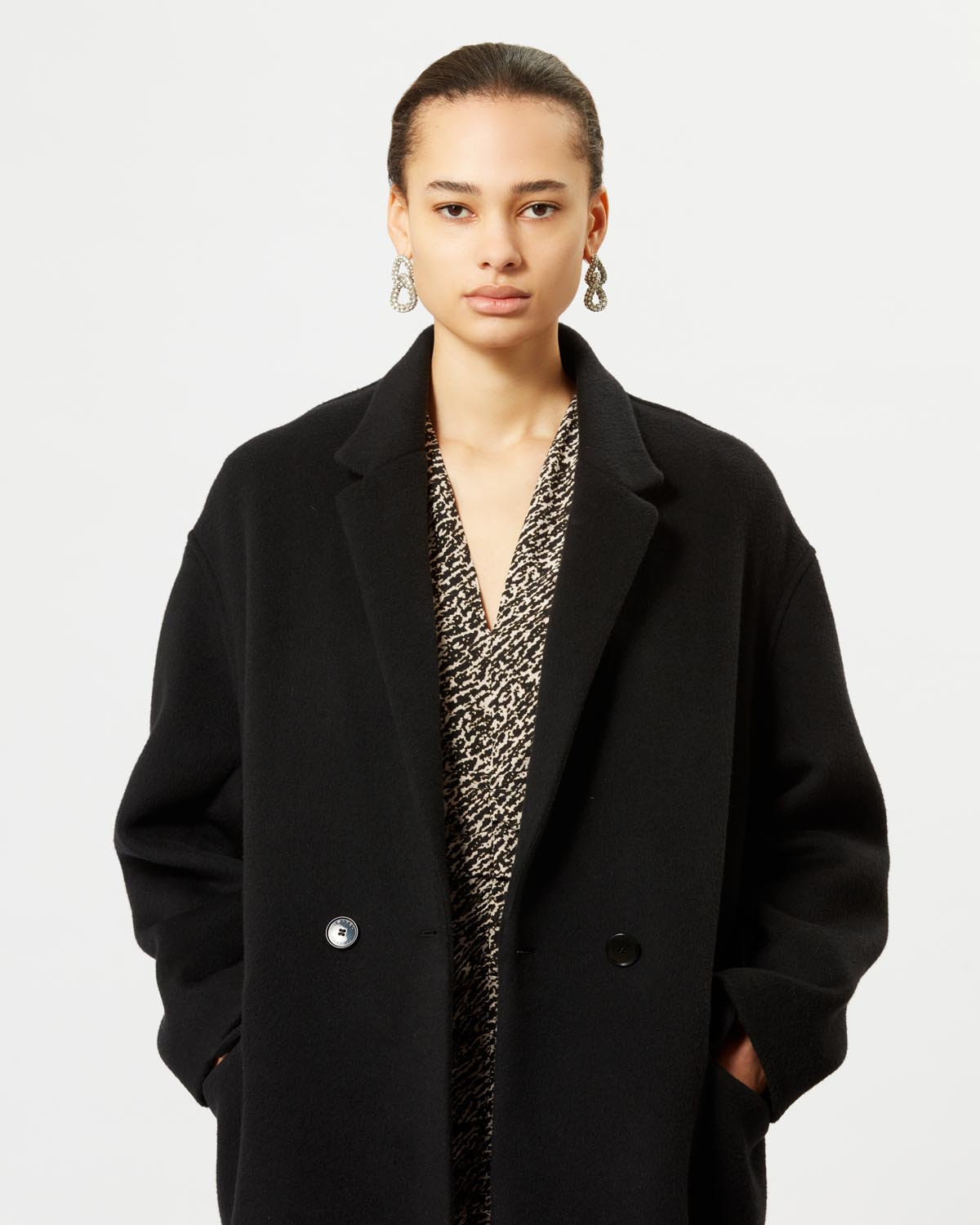 Efegozi oversized wool coat - Black - Woman - 2