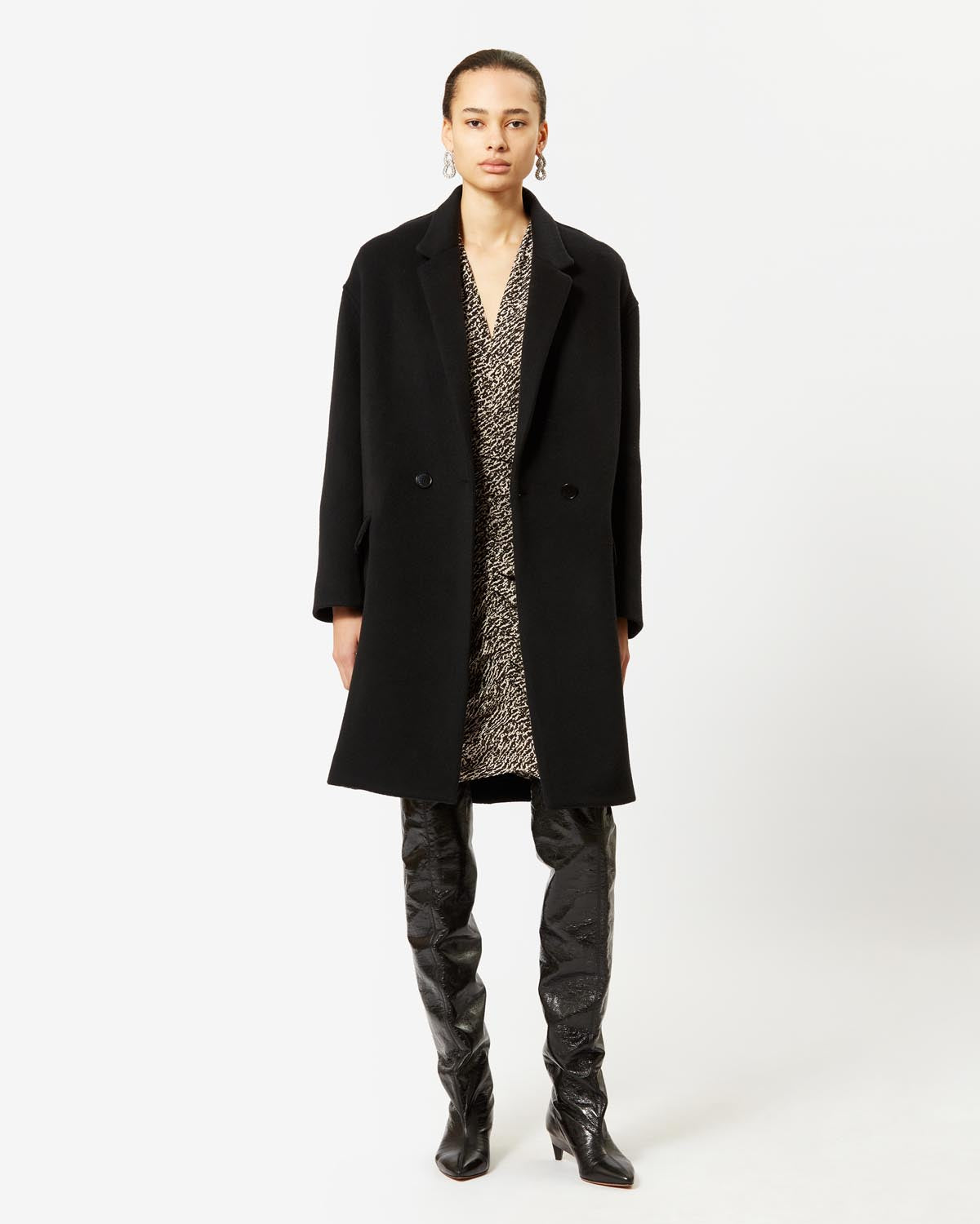 Efegozi oversized wool coat - Black - Woman - 1