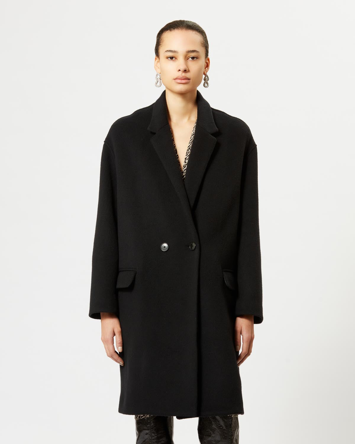 Efegozi oversized wool coat - Black - Woman - 3