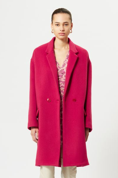 Efegozi oversized wool coat - Raspberry - Woman - 4