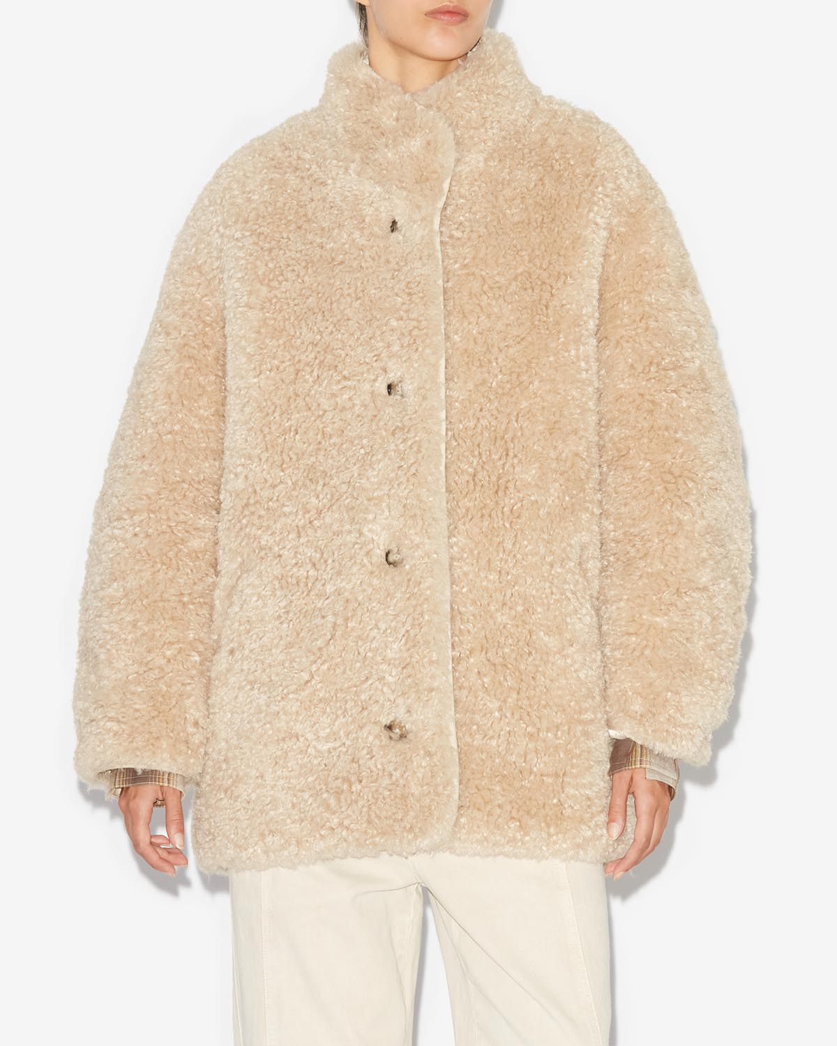 Carolina long sleeve reversible coat - Ecru - Woman - 3