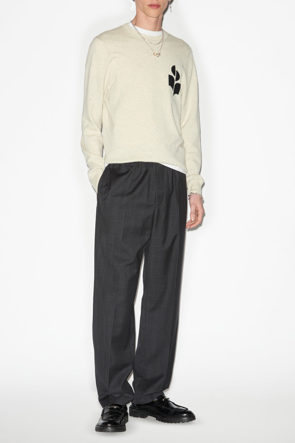 Nahili pleated glen plaid pants - Anthracite - Man - 2