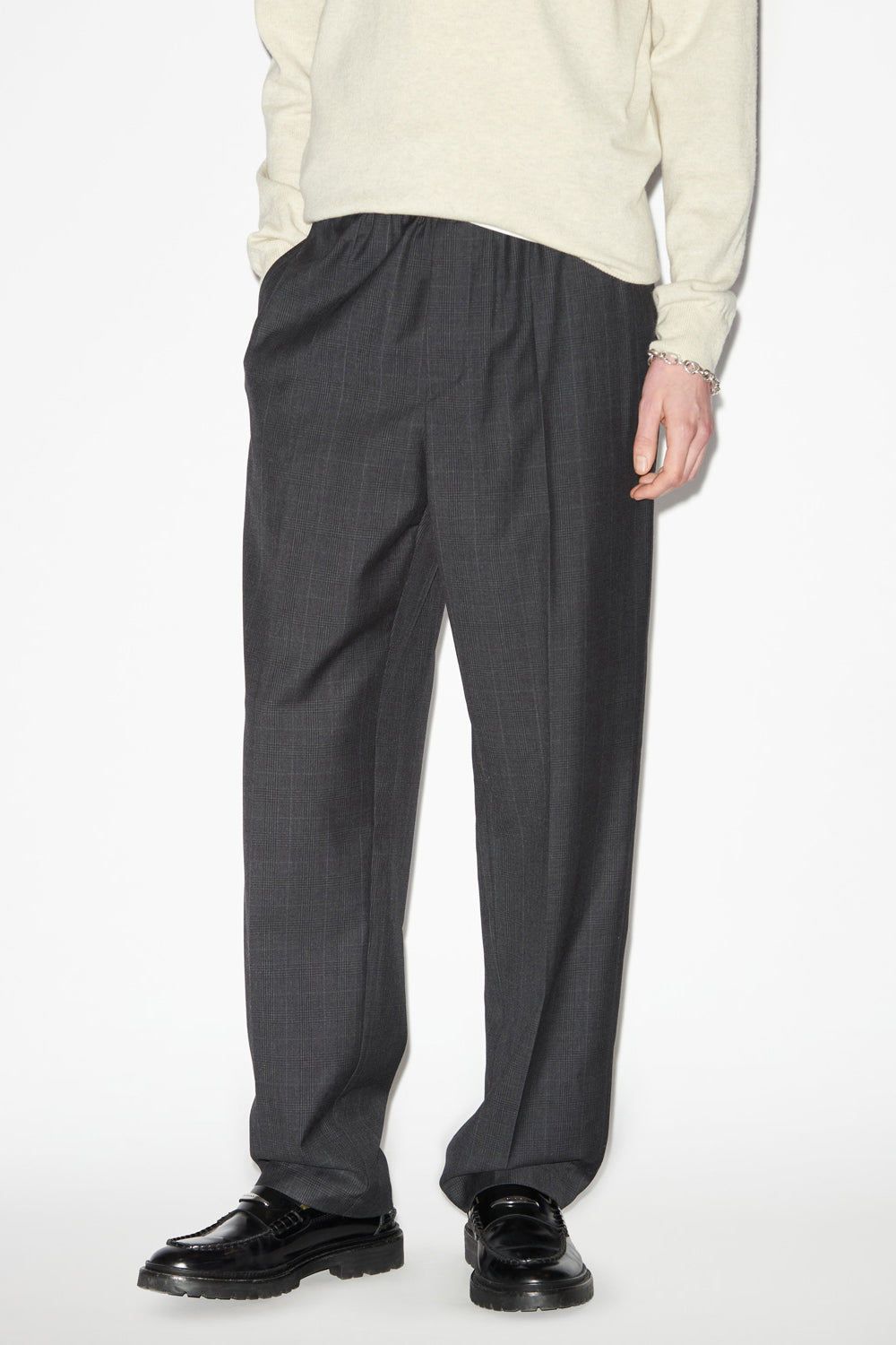 Nahili pleated glen plaid pants - Anthracite - Man - 4