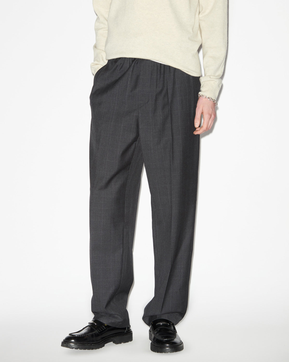 Pantaloni nahili con pinces in principe di galles - Anthracite - Man - 3
