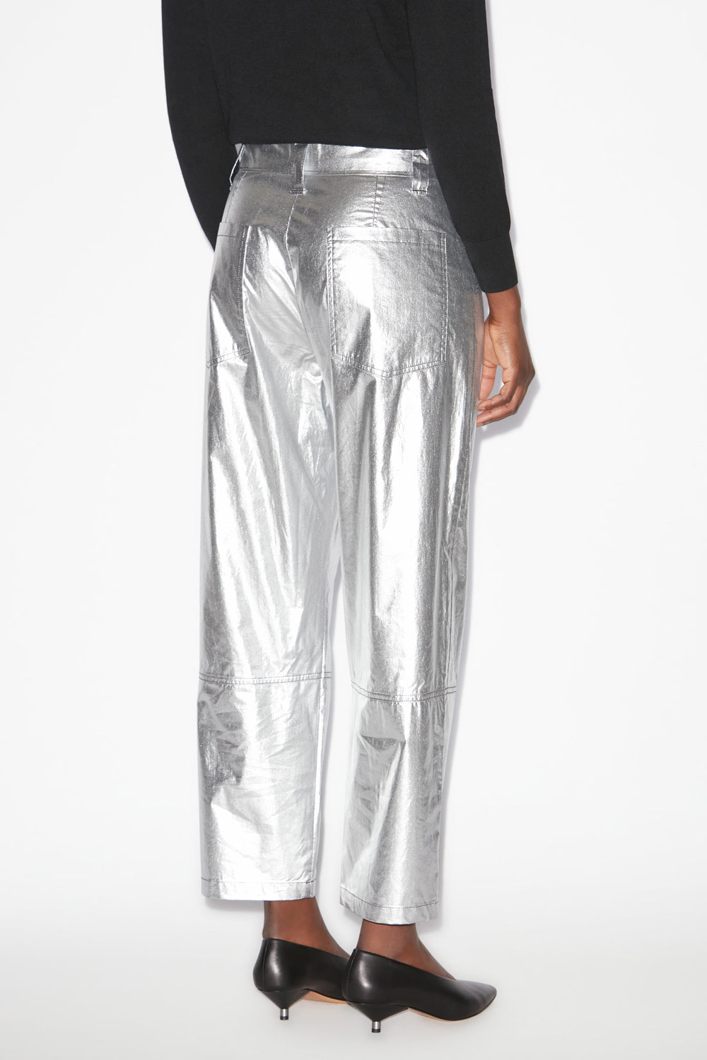 Pantalon aude en coton enduit argenté - Argent - Woman - 5