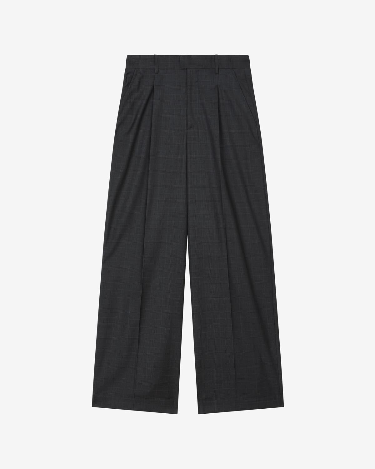 Namoro pleated loose fit glen plaid wool pants - Anthracite - Man - 9