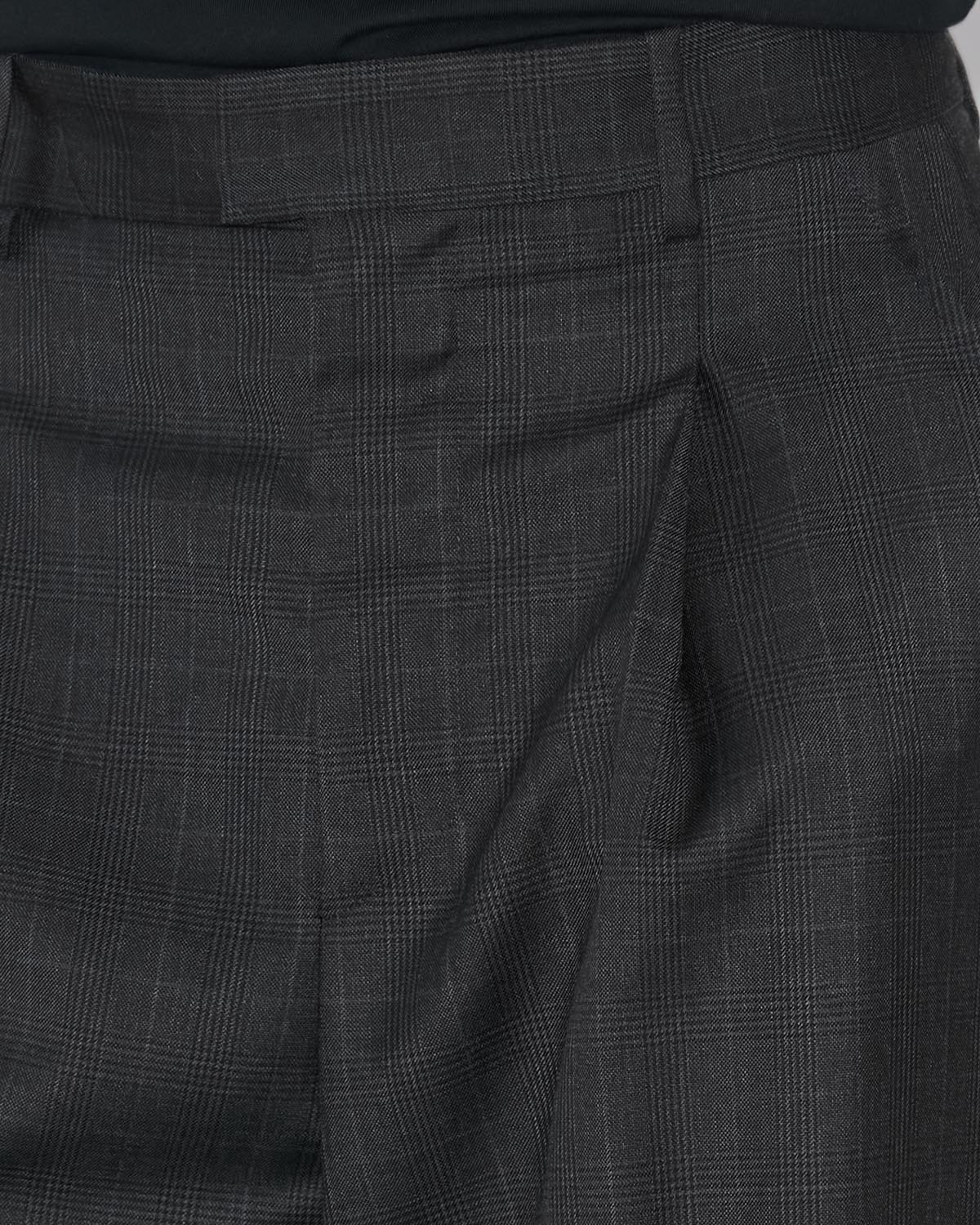 Namoro pleated loose fit glen plaid wool pants - Anthracite - Man - 3