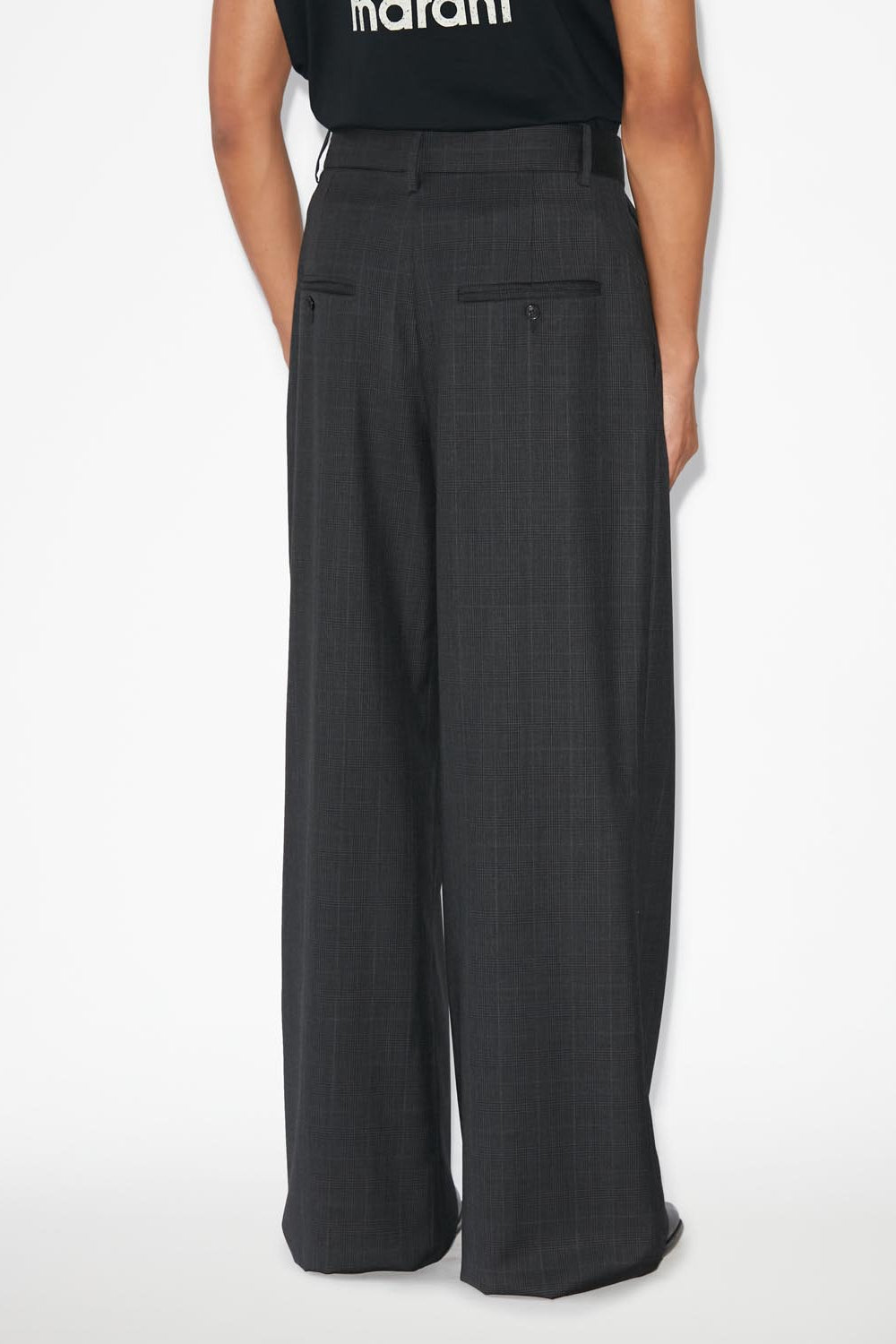 Namoro pleated loose fit glen plaid wool pants - Anthracite - Man - 9