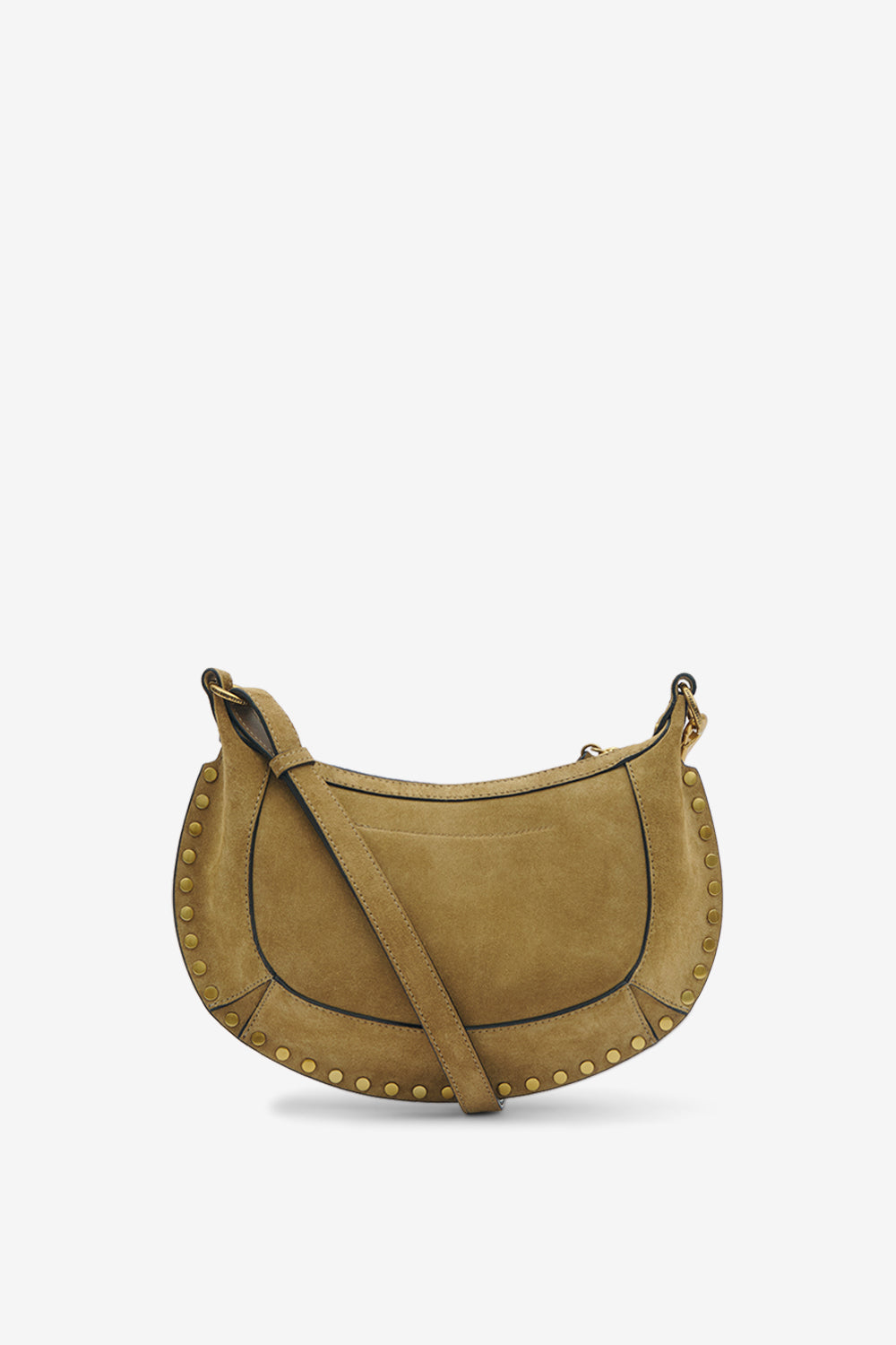 Oskan moon suede calfskin leather shoulder bag - Taupe-gold - Woman - 2