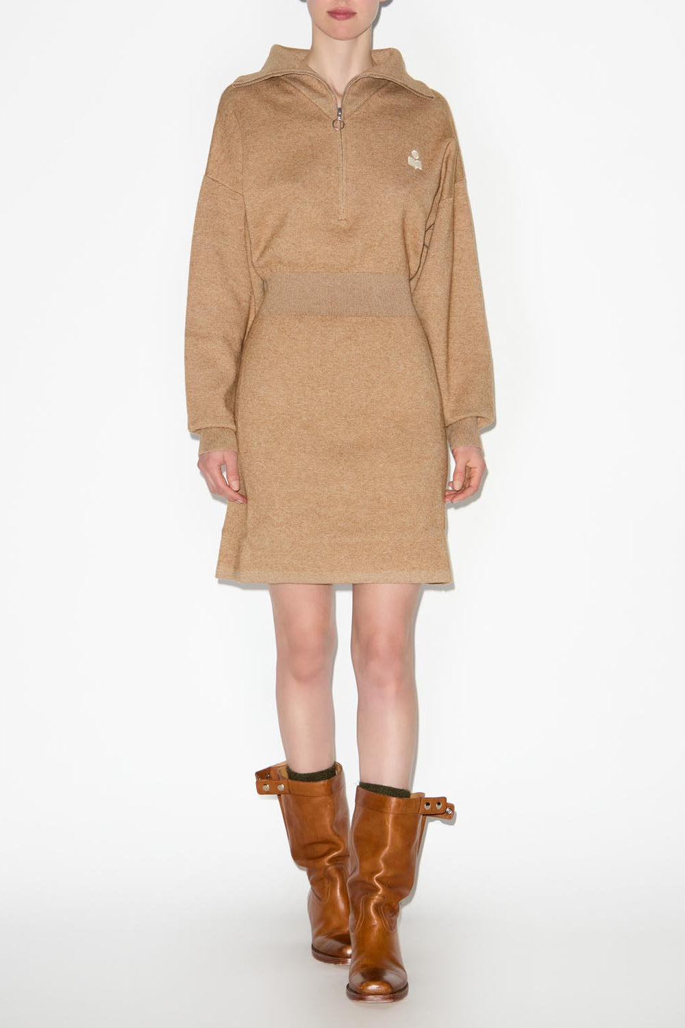 Long-sleeve short dress alea - Camel - Woman - 2