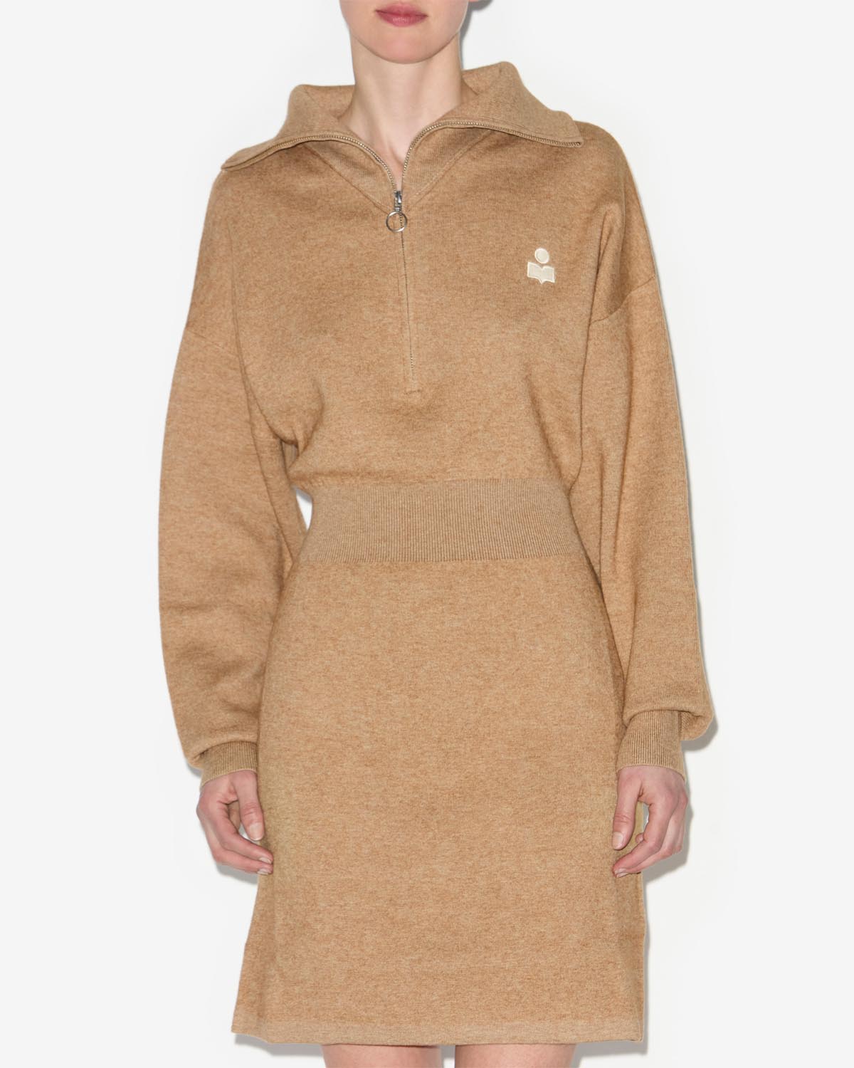 Long-sleeve short dress alea - Camel - Woman - 3