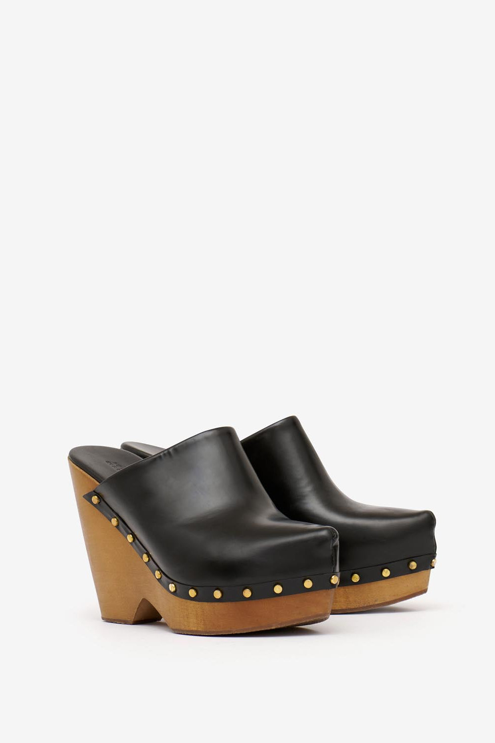 Tsuko heeled leather clogs - 검은색 - Woman - 5