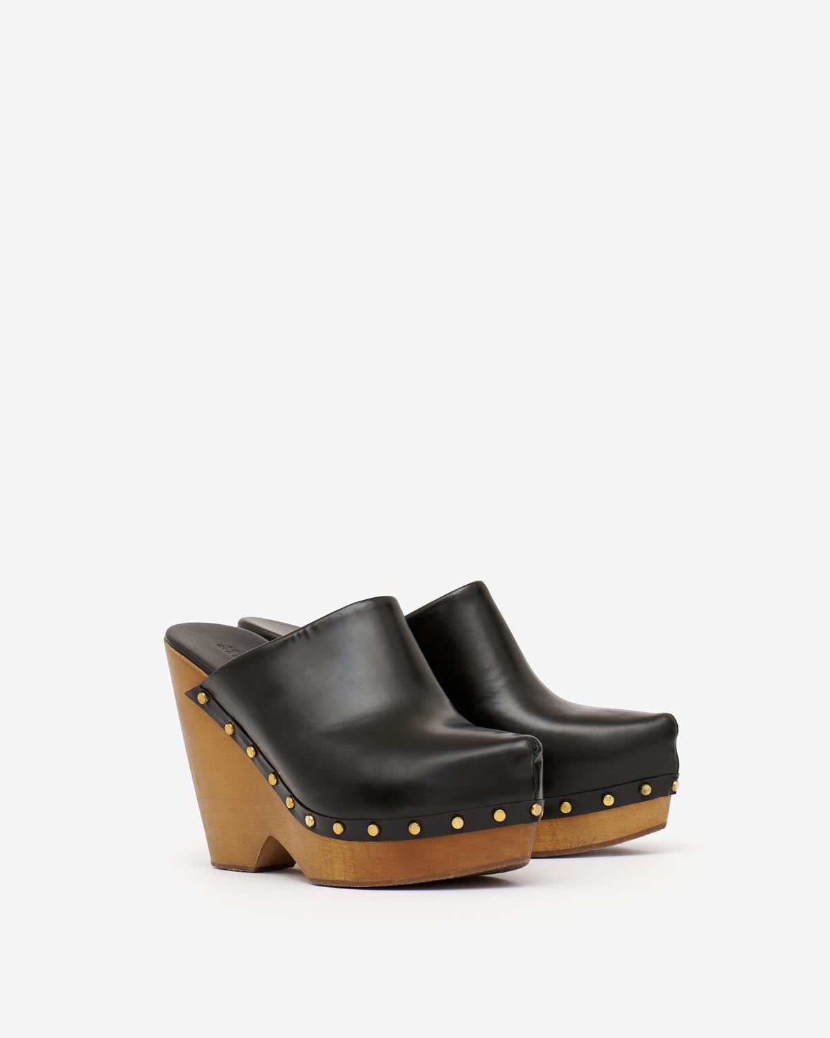 Tsuko heeled leather clogs - 검은색 - Woman - 5