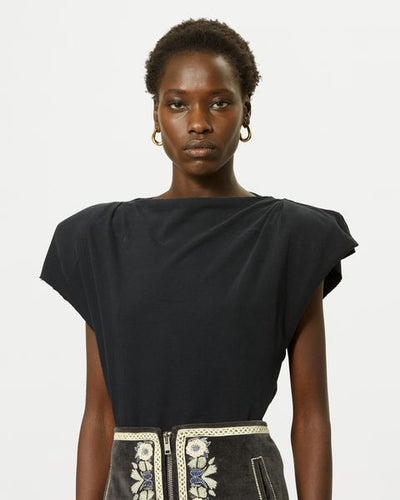 Asymmetrisches t-shirt mit kurzen ärmeln sebani - Schwarz - Woman - 3