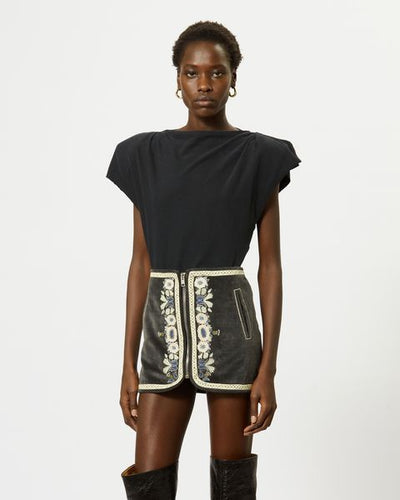 Asymmetrisches t-shirt mit kurzen ärmeln sebani - Schwarz - Woman - 5