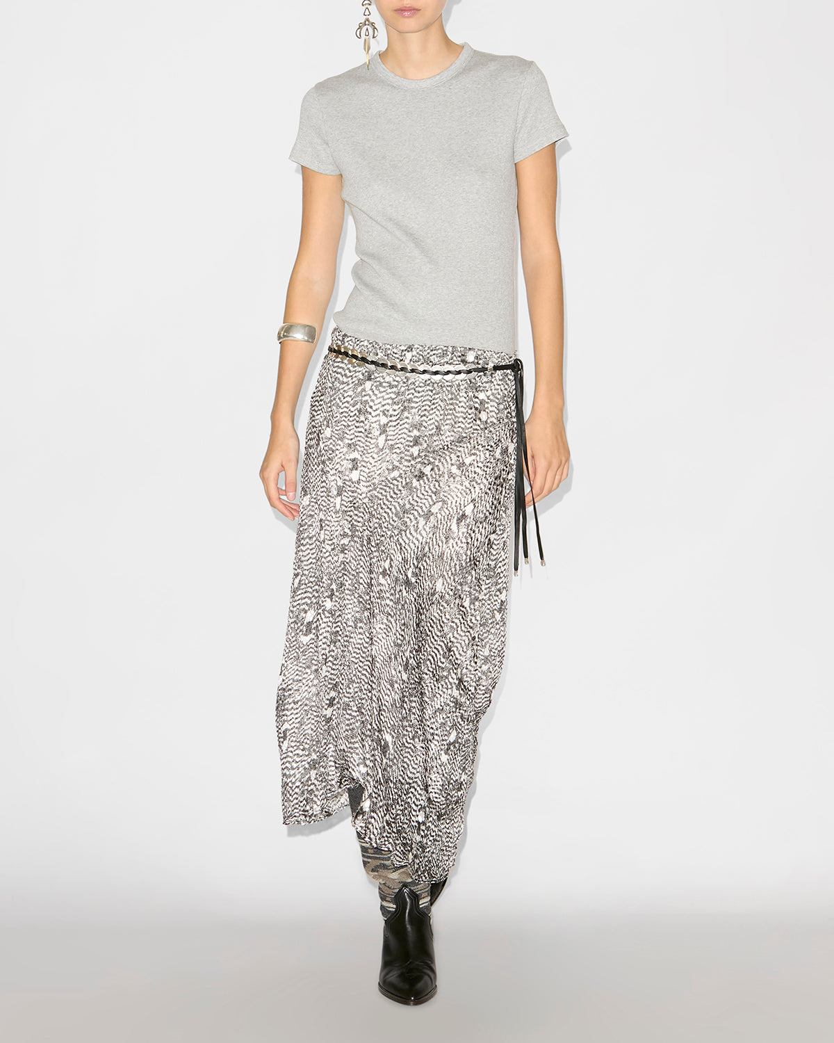 Camiseta de manga corta de algodón acanalado taomi - Gris - Woman - 1