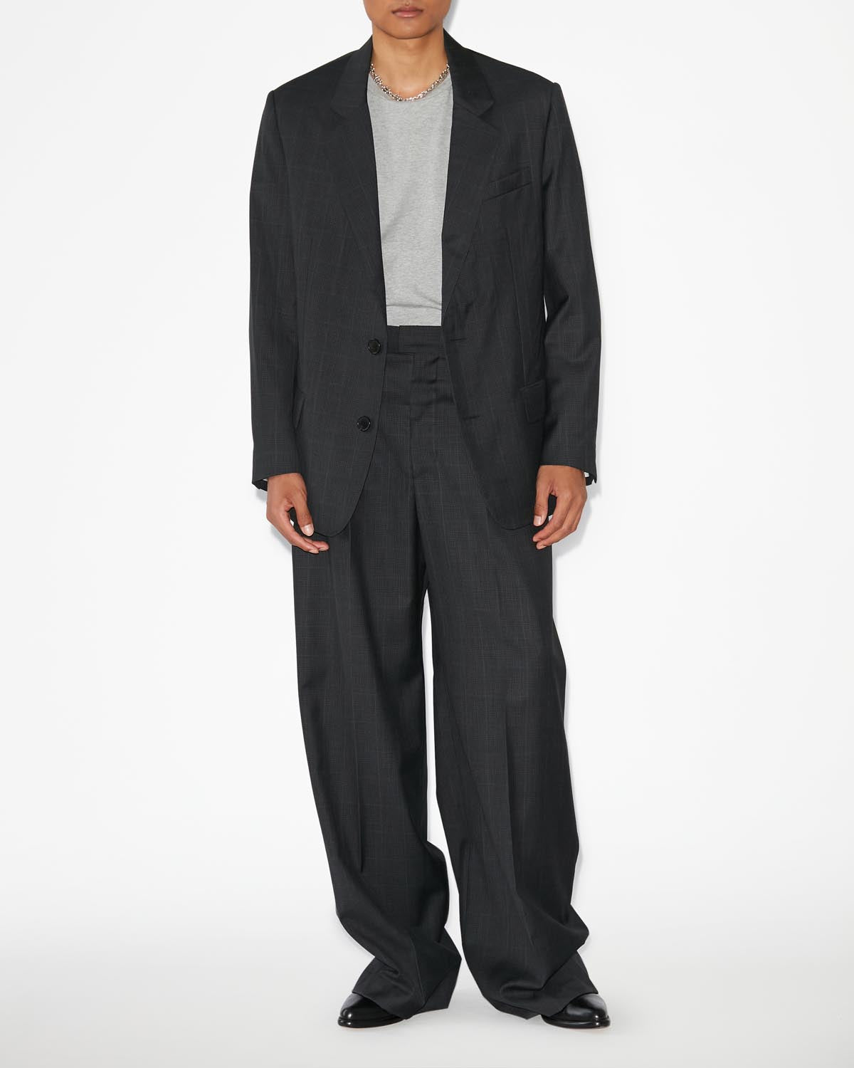 놀란 프린스 오브 웨일즈 울 소재의 수트 재킷 - Anthracite - Man - 1