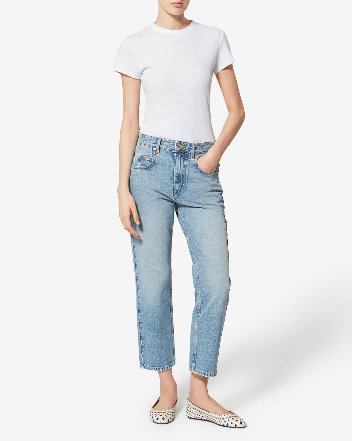 Camiseta de manga corta de algodón acanalado taomi - Blanco - Woman - 1