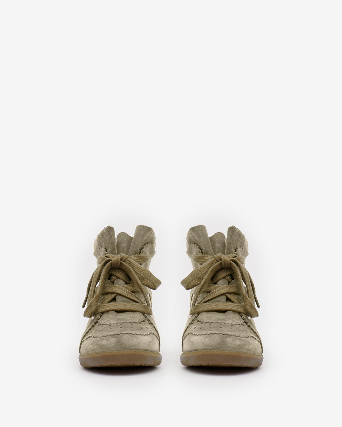 Baskets compensées bobby en cuir de veau velours - Taupe - Woman - 4