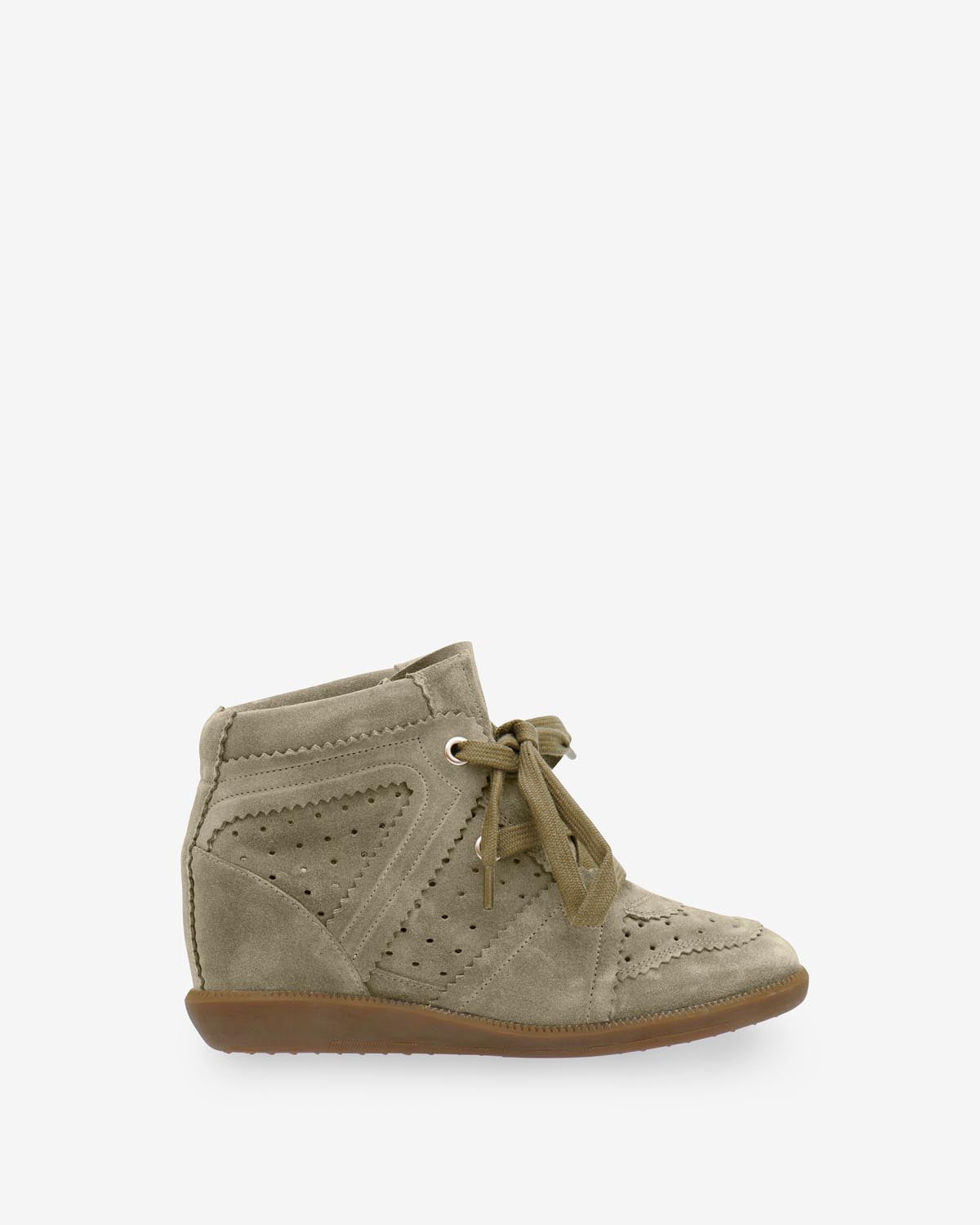 Baskets compensées bobby en cuir de veau velours - Taupe - Woman - 1