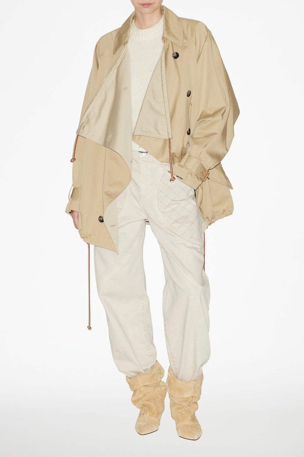 Dusika short cotton trench coat - Beige - Woman - 2