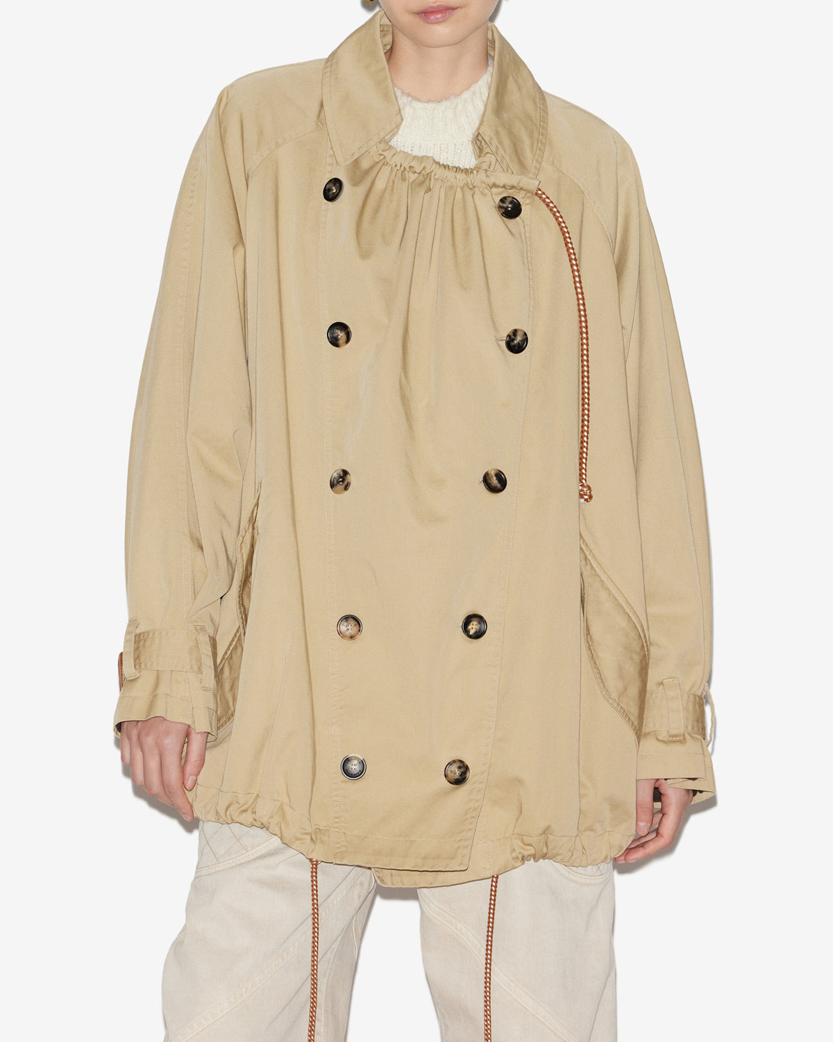Dusika short cotton trench coat - Beige - Woman - 3