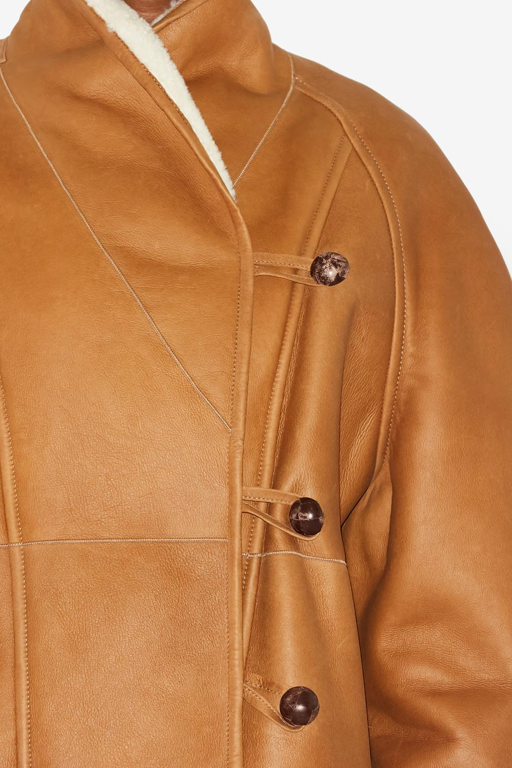 Leather and shearling coat alinae - Natural - Woman - 3