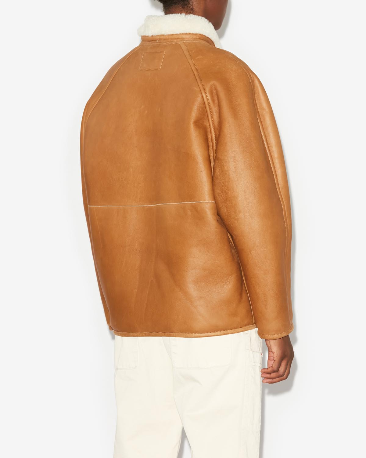 Leather and shearling coat alinae - 自然 - Woman - 4