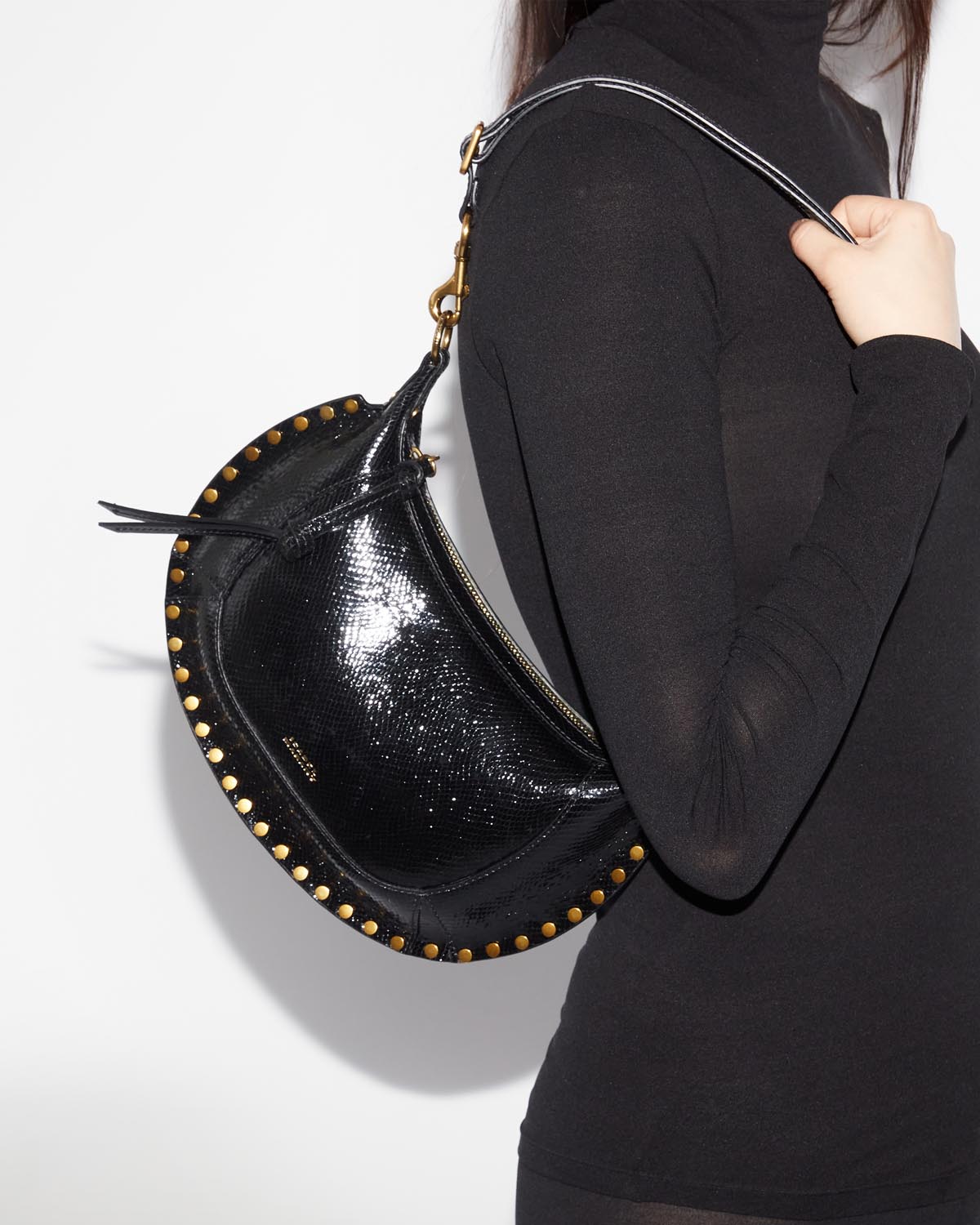Oskan moon bag in python-effect leather Woman Black 3