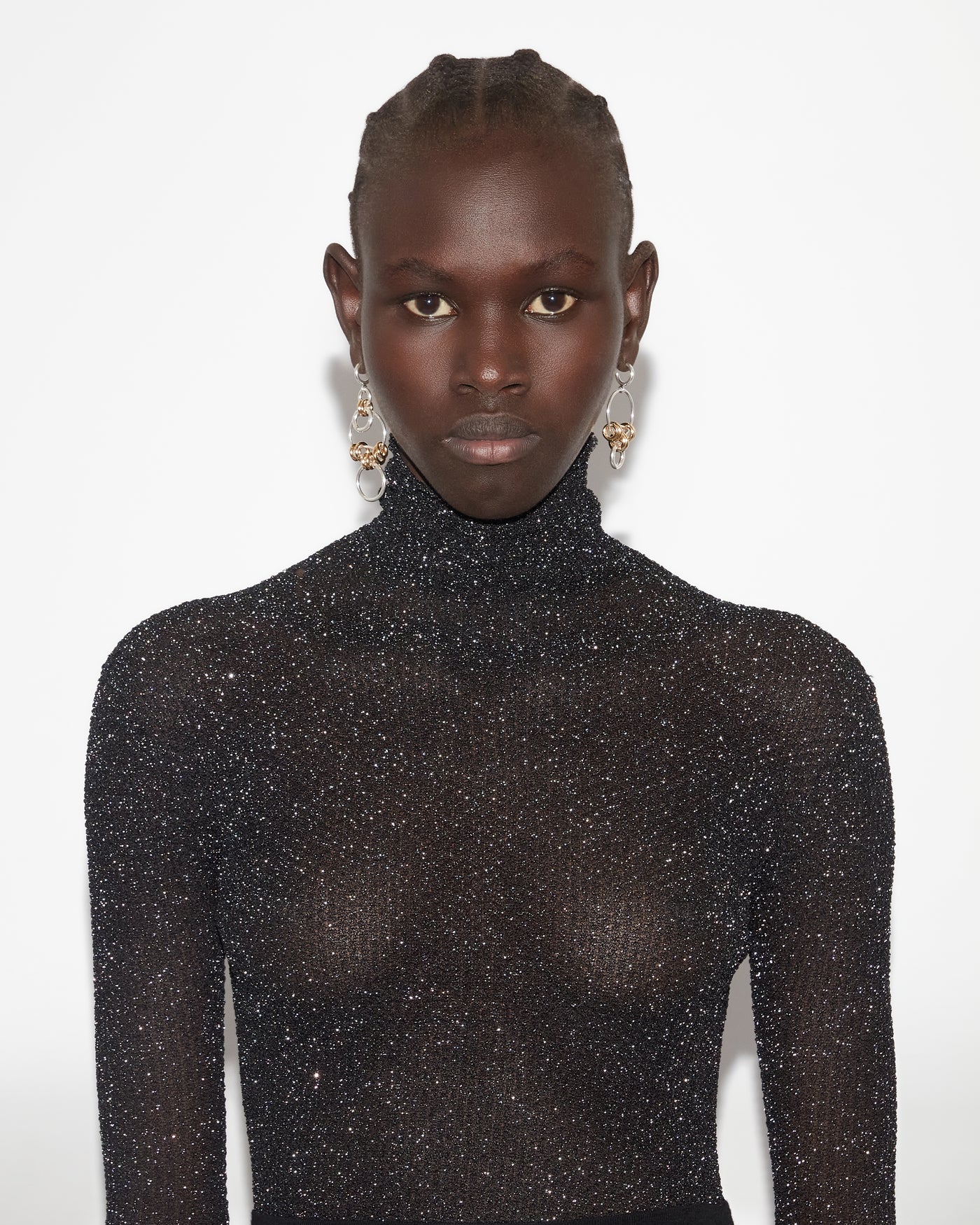 Izzi roll neck sweater - Black and silver - Woman - 2