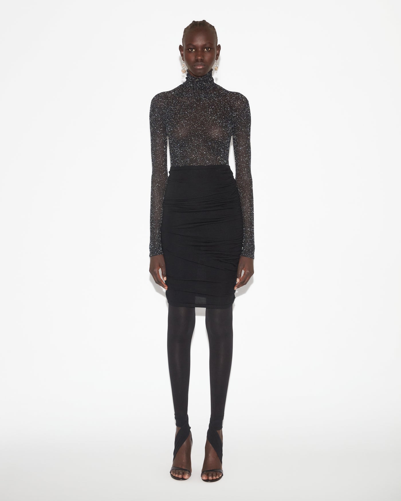 Izzi roll neck sweater - Black and silver - Woman - 1