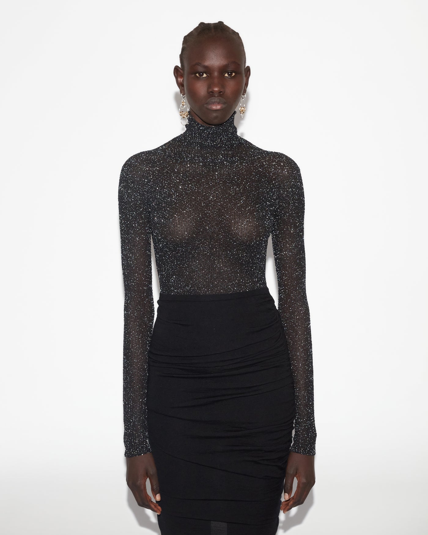 Izzi roll neck sweater - Black and silver - Woman - 3