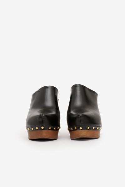 Tsuko heeled leather clogs - 검은색 - Woman - 8