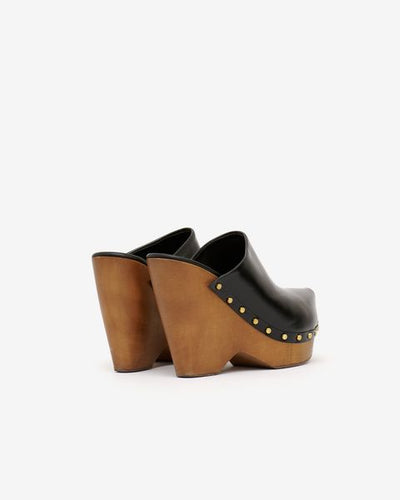 Tsuko heeled leather clogs - 검은색 - Woman - 4