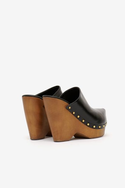 Tsuko heeled leather clogs - 검은색 - Woman - 4