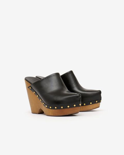 Tsuko heeled leather clogs - 검은색 - Woman - 6