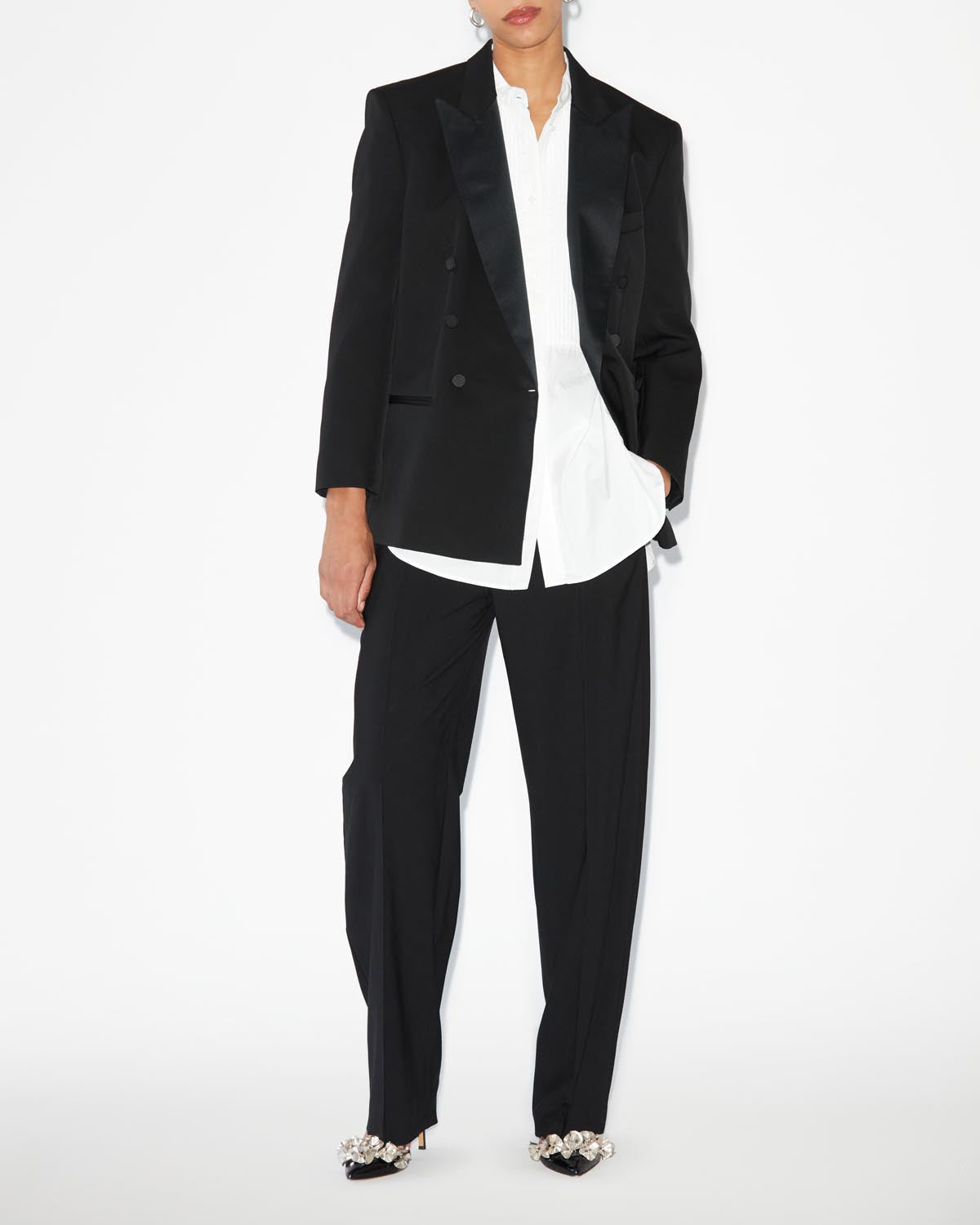 Peagan plain wool jacket - Black - Woman - 1