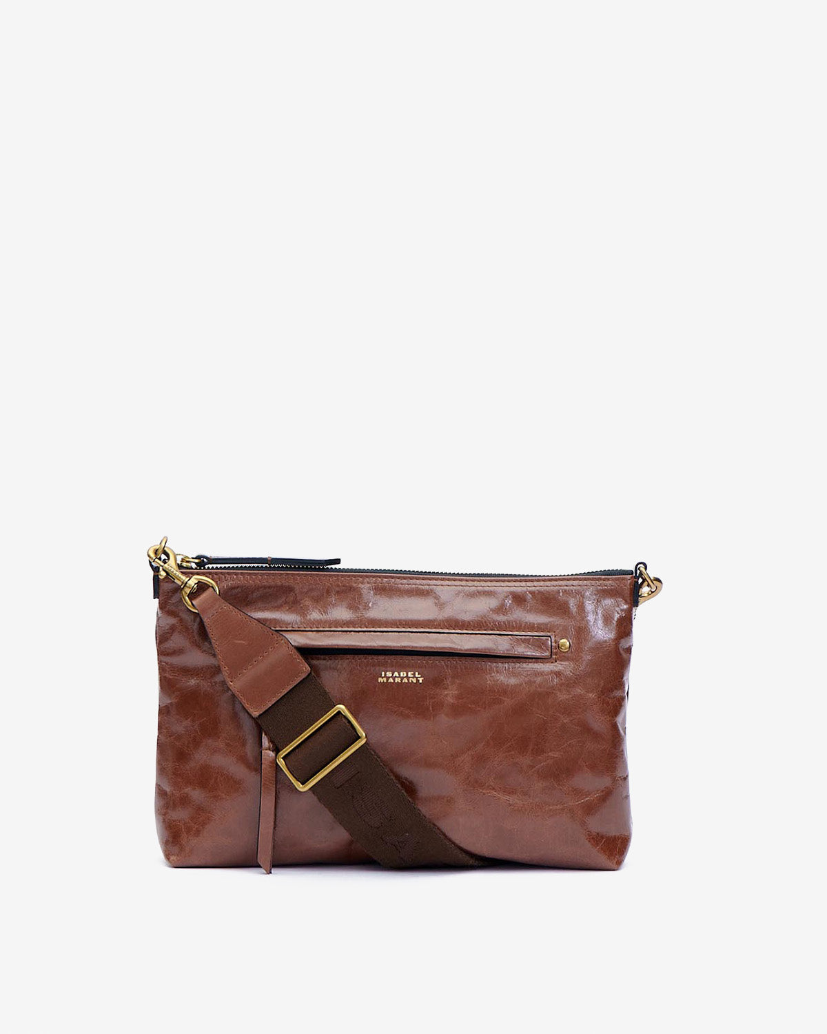 Nessah shiny leather shoulder bag - Chocolate - Woman - 1