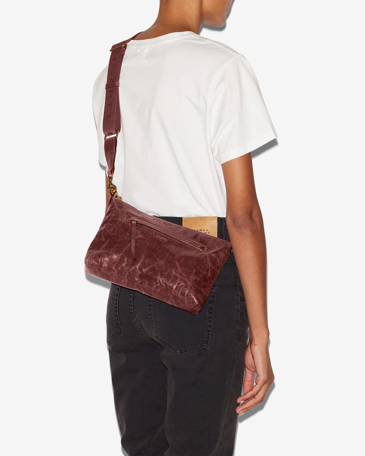 Nessah shiny leather shoulder bag - Grapefruit - Woman - 4